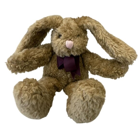 The Boyds Collection Ltd Vintage Brown Plush Bunny Rabbit Purple Bow 8" 1991-93 - Picture 1 of 6